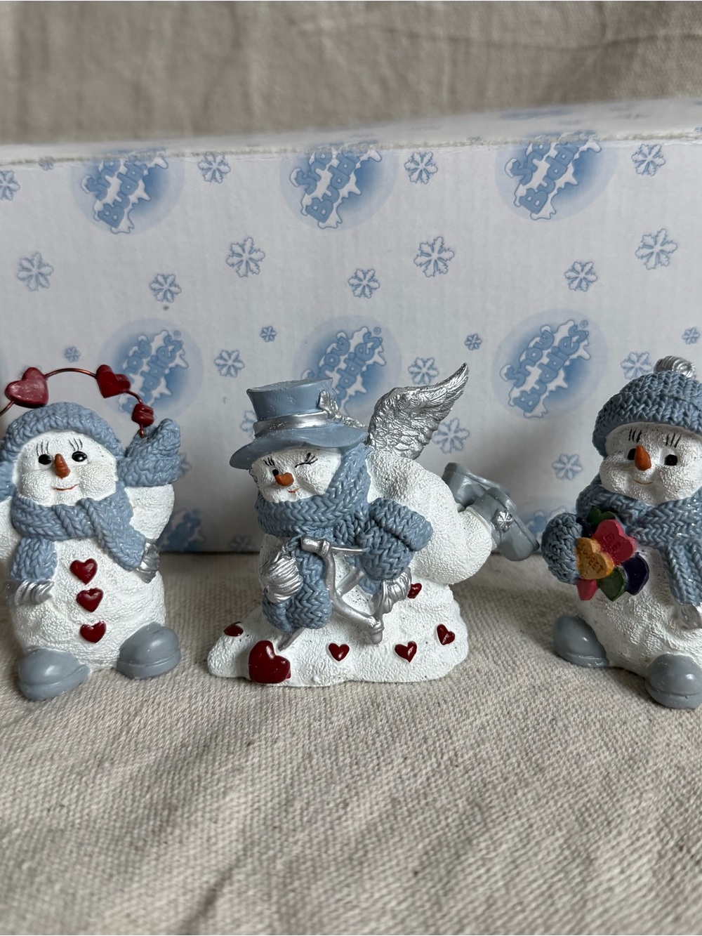 Vintage Encore Snow Buddies Valentine Set 3 Cupid Heart Angel Figurine 135908